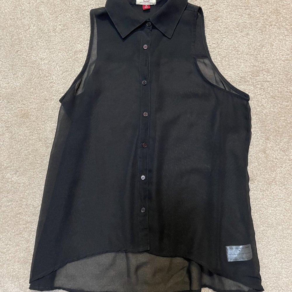 L.E.I Shear Black Sleeveless Blouse